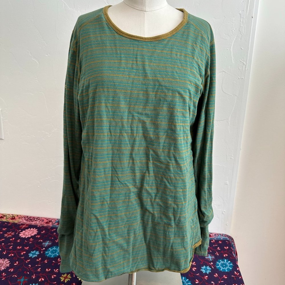 Marmot Teal & Olive Green Stripes Reversible Olive Green Double Layer [WM SZ L]
